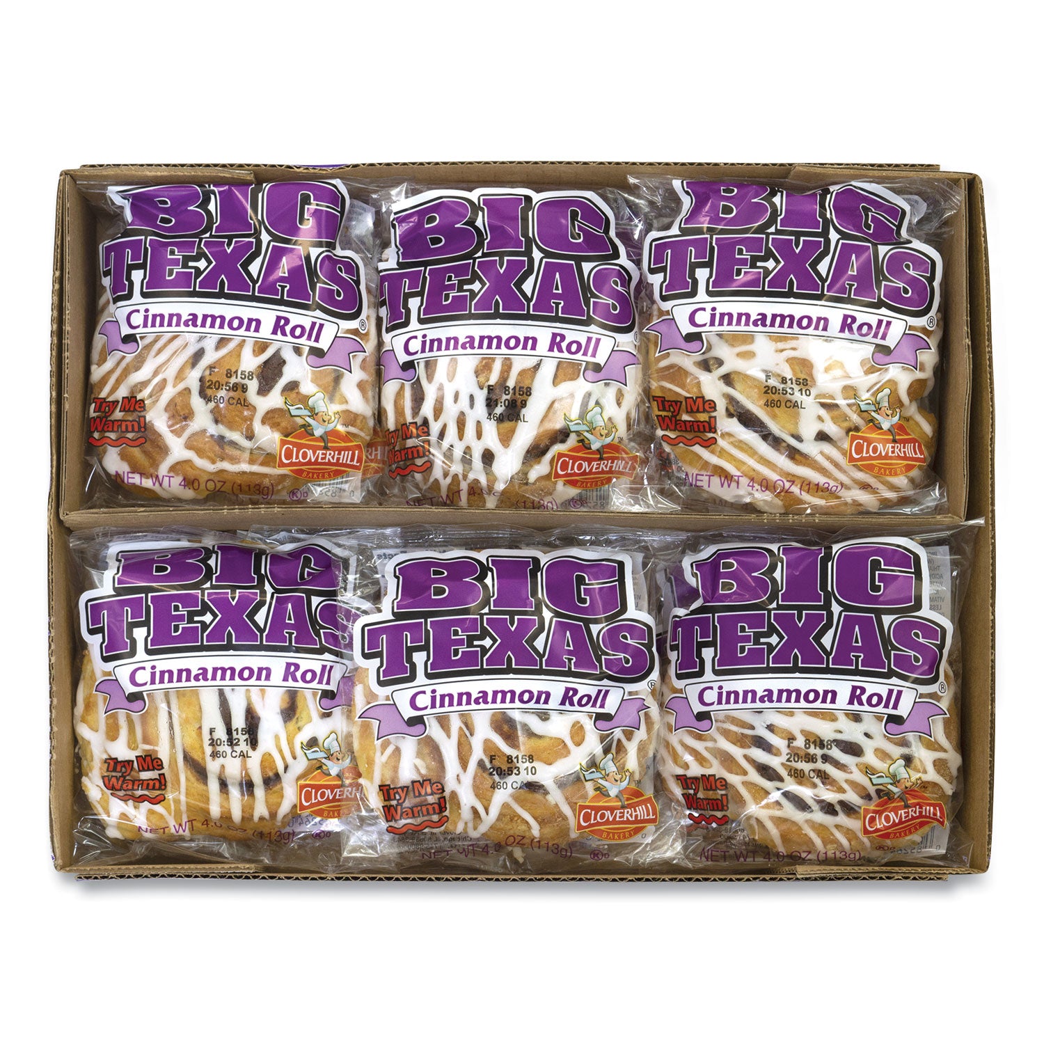 Big Texas Cinnamon Roll, 4 oz, 12/Carton, Ships in 1-3 Business Days