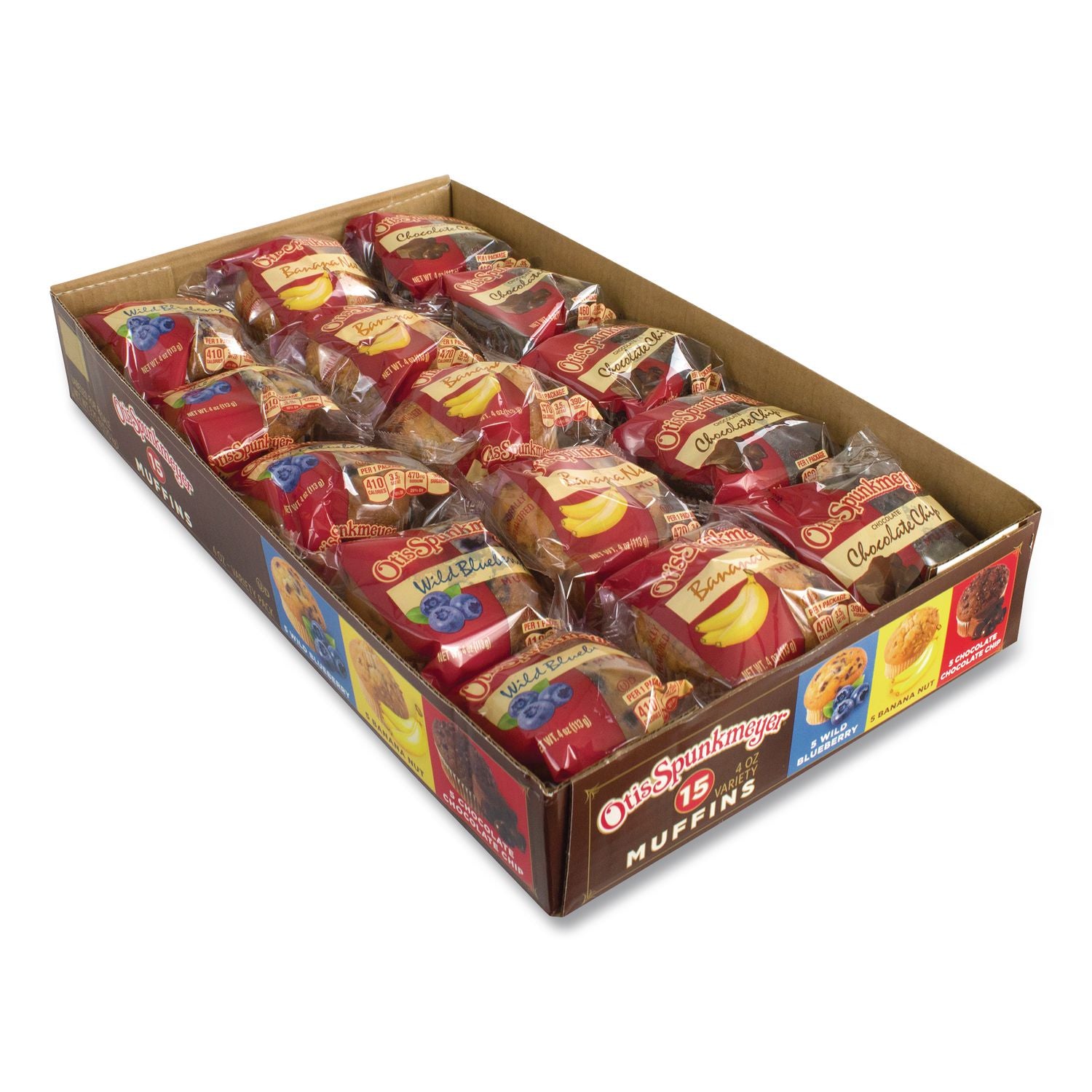 Muffins Variety Pack, Assorted Flavors, 4 oz Pack, 15 Packs/Carton, Ships in 1-3 Business Days