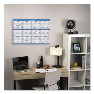 Horizontal Reversible/Erasable Wall Planner, 48 x 32, White/Blue Sheets, 12-Month (Jan to Dec): 2024
