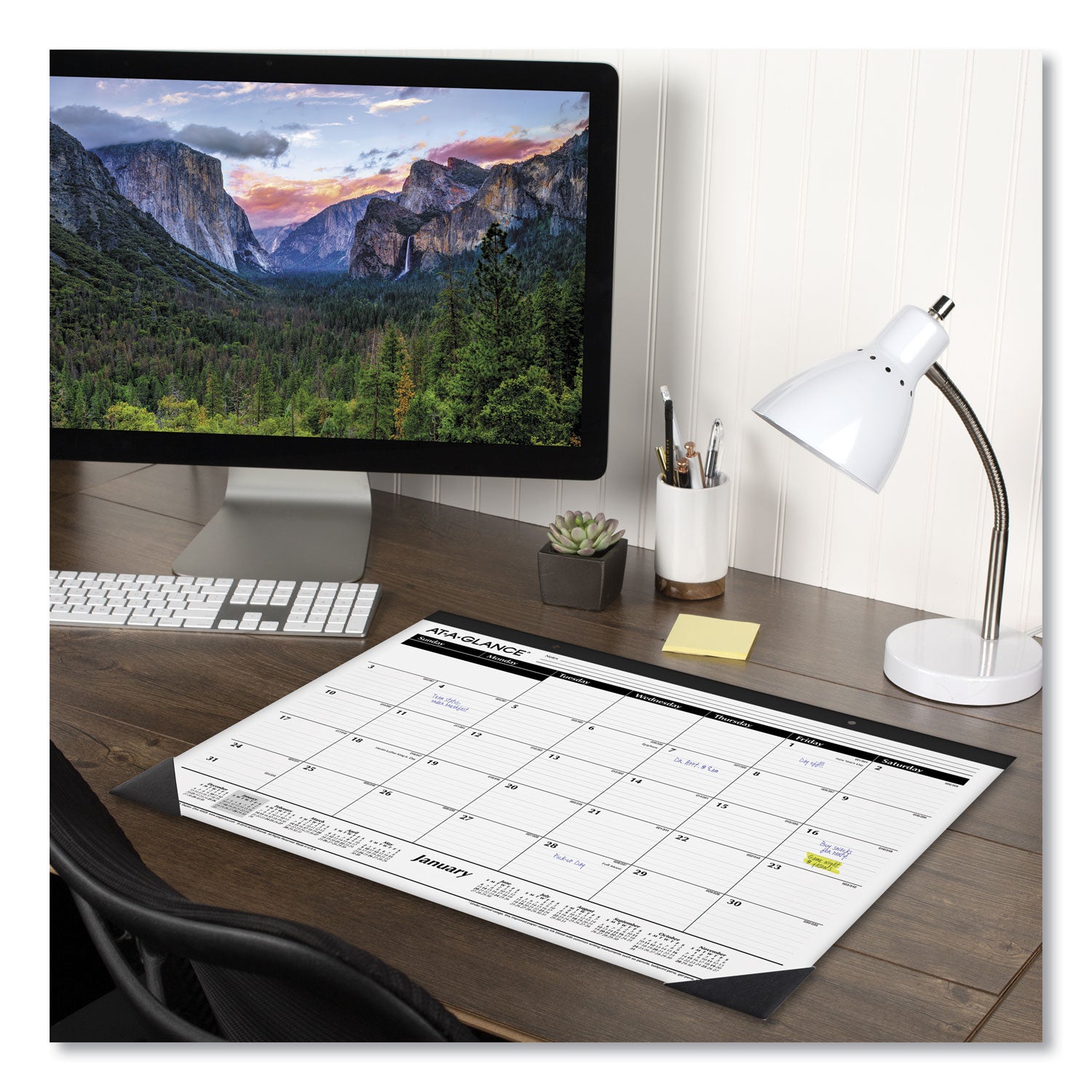 Ruled Desk Pad, 22 x 17, White Sheets, Black Binding, Black Corners, 12-Month (Jan to Dec): 2024 - 