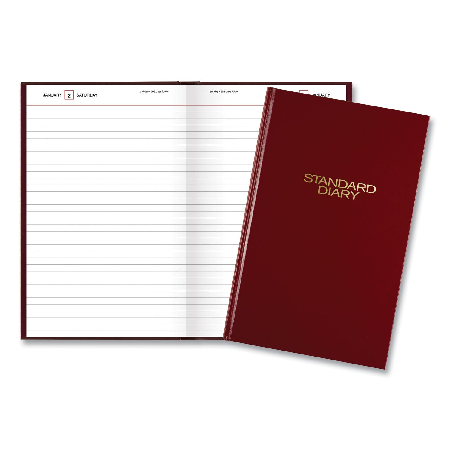 Standard Diary Daily Diary, 2024 Edition, Wide/Legal Rule, Red Cover, (200) 12 x 7.75 Sheets - 