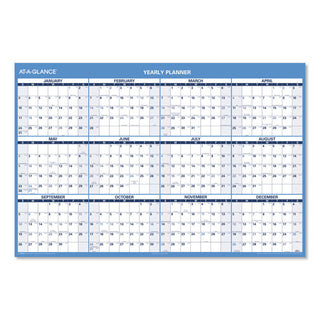 Horizontal Reversible/Erasable Wall Planner, 48 x 32, White/Blue Sheets, 12-Month (Jan to Dec): 2024