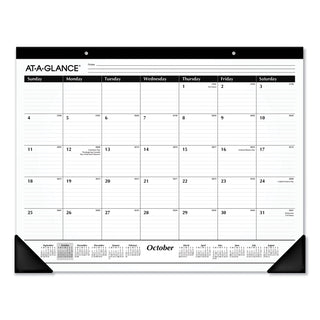 Academic Year Ruled Desk Pad, 21.75 x 17, White Sheets, Black Binding, Black Corners, 16-Month (Sept to Dec): 2023 to 2024 - 