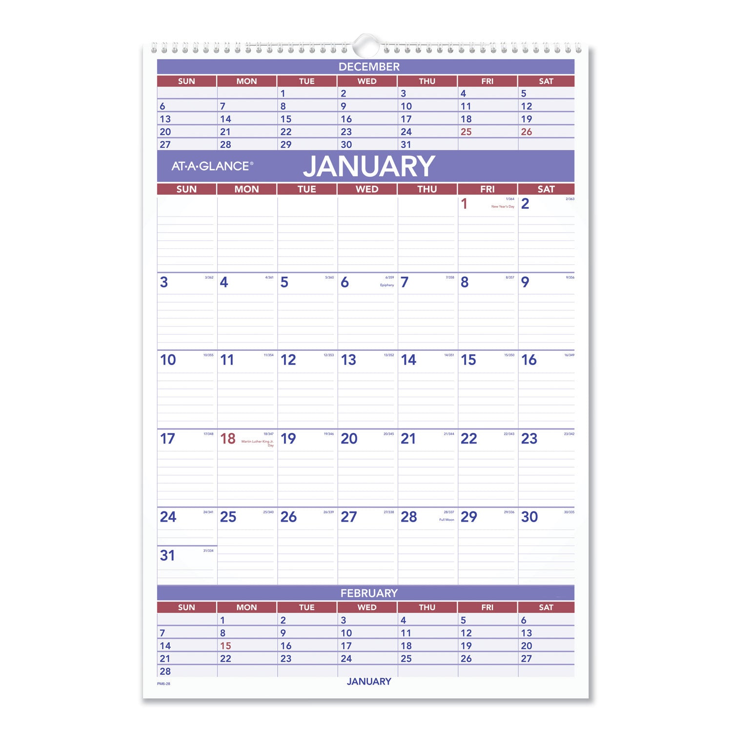 Three-Month Wall Calendar, 15.5 x 22.75, White Sheets, 12-Month (Jan to Dec): 2024 - 