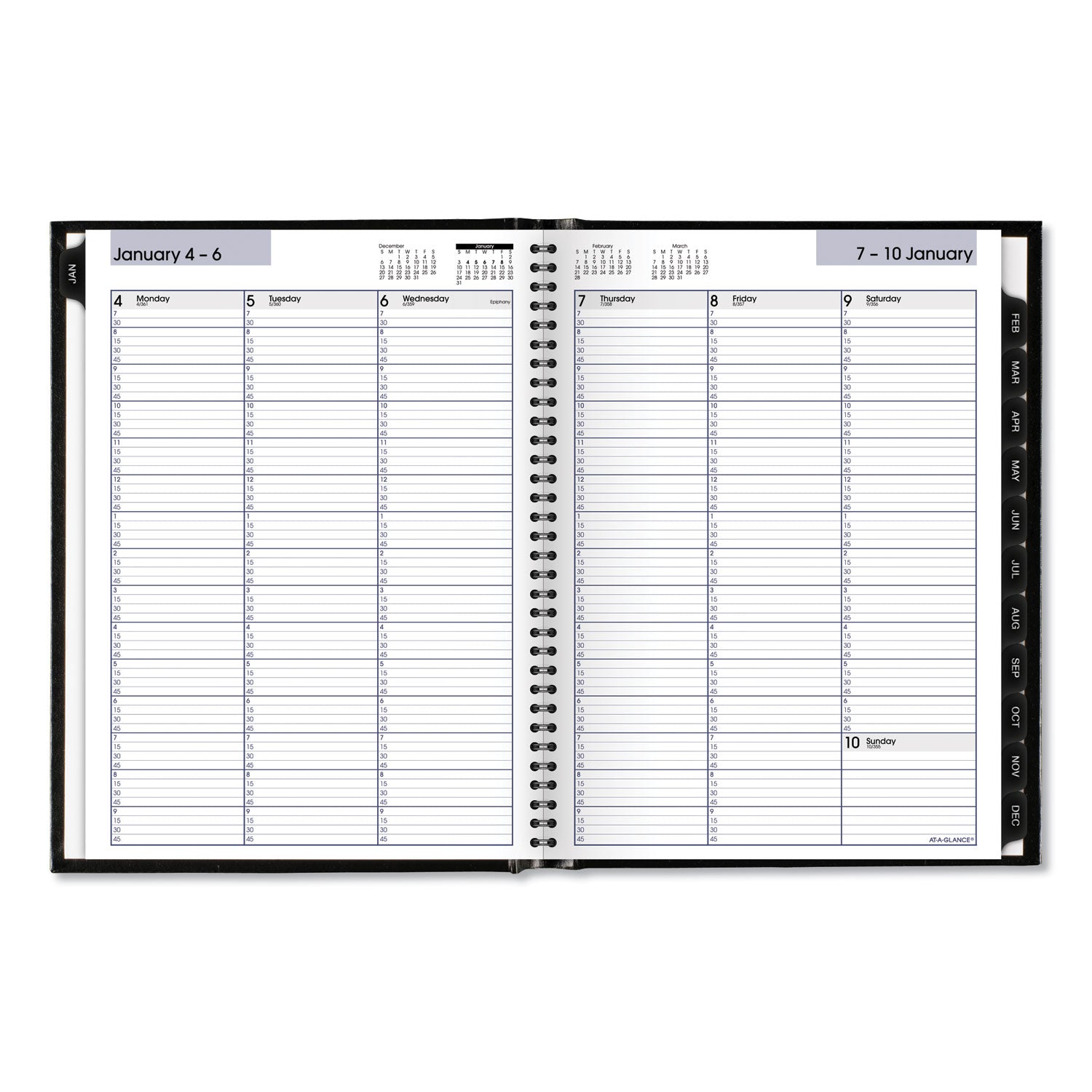 At-A-Glance DayMinder Premiere Appointment Book Planner - Large Size - Julian Dates - Weekly - 12 Month - January 2024 - December 2024 - 7:00 AM to 9:45 PM - Quarter-hourly, 7:00 AM to 6:45 PM - Saturday - 1 Week Double Page Layout - 8" x 11" White S - 3