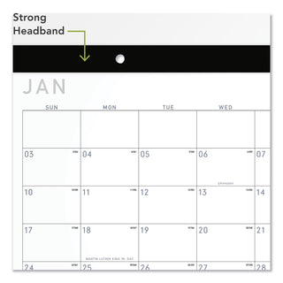 Contemporary Monthly Desk Pad, 18 x 11, White Sheets, Black Binding/Corners,12-Month (Jan to Dec): 2024