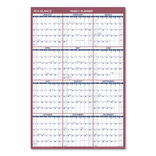 Vertical/Horizontal Wall Calendar, 24 x 36, White/Blue/Red Sheets, 12-Month (Jan to Dec): 2024
