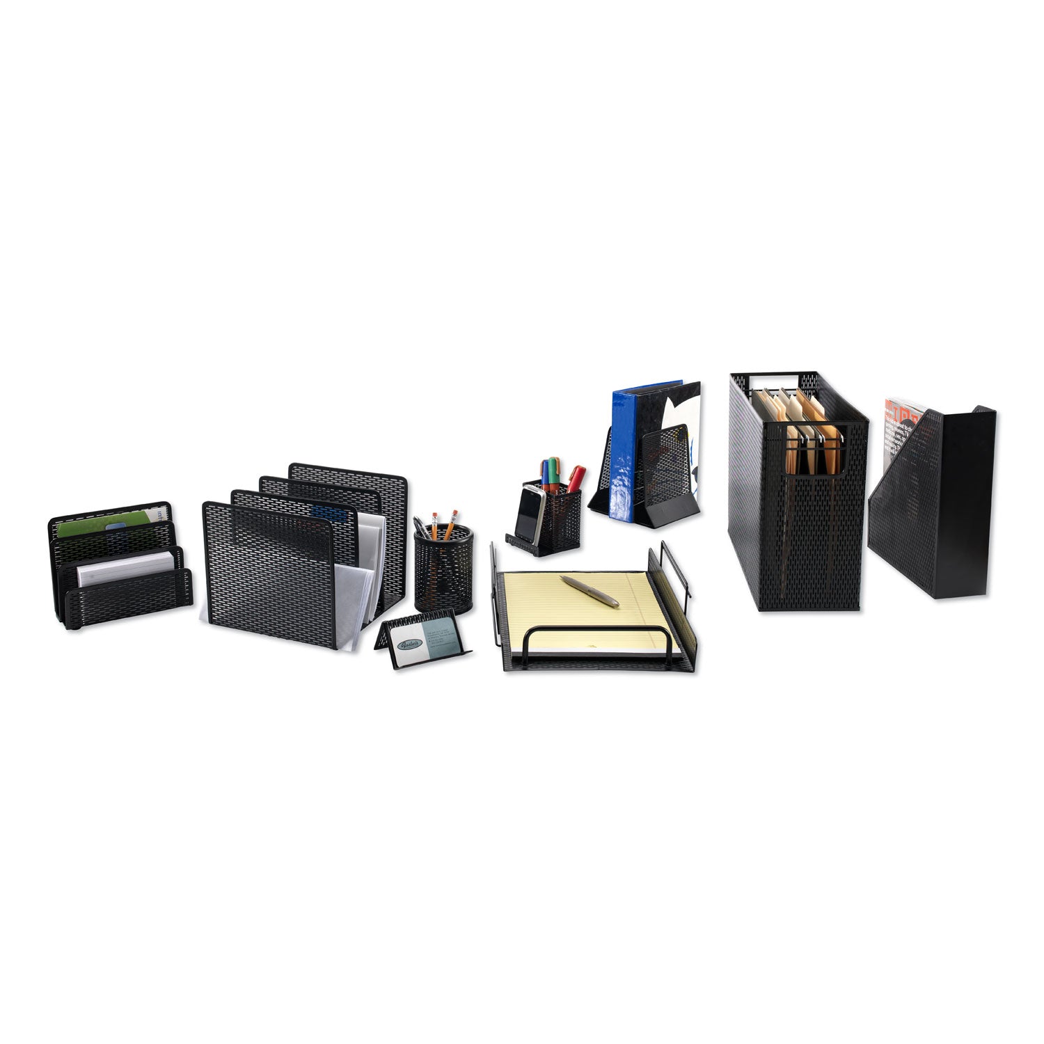 Urban Collection Punched Metal Letter Sorter, 3 Sections, DL to A6 Size Files, 6.5" x 3.25" x 5.5", Black - 