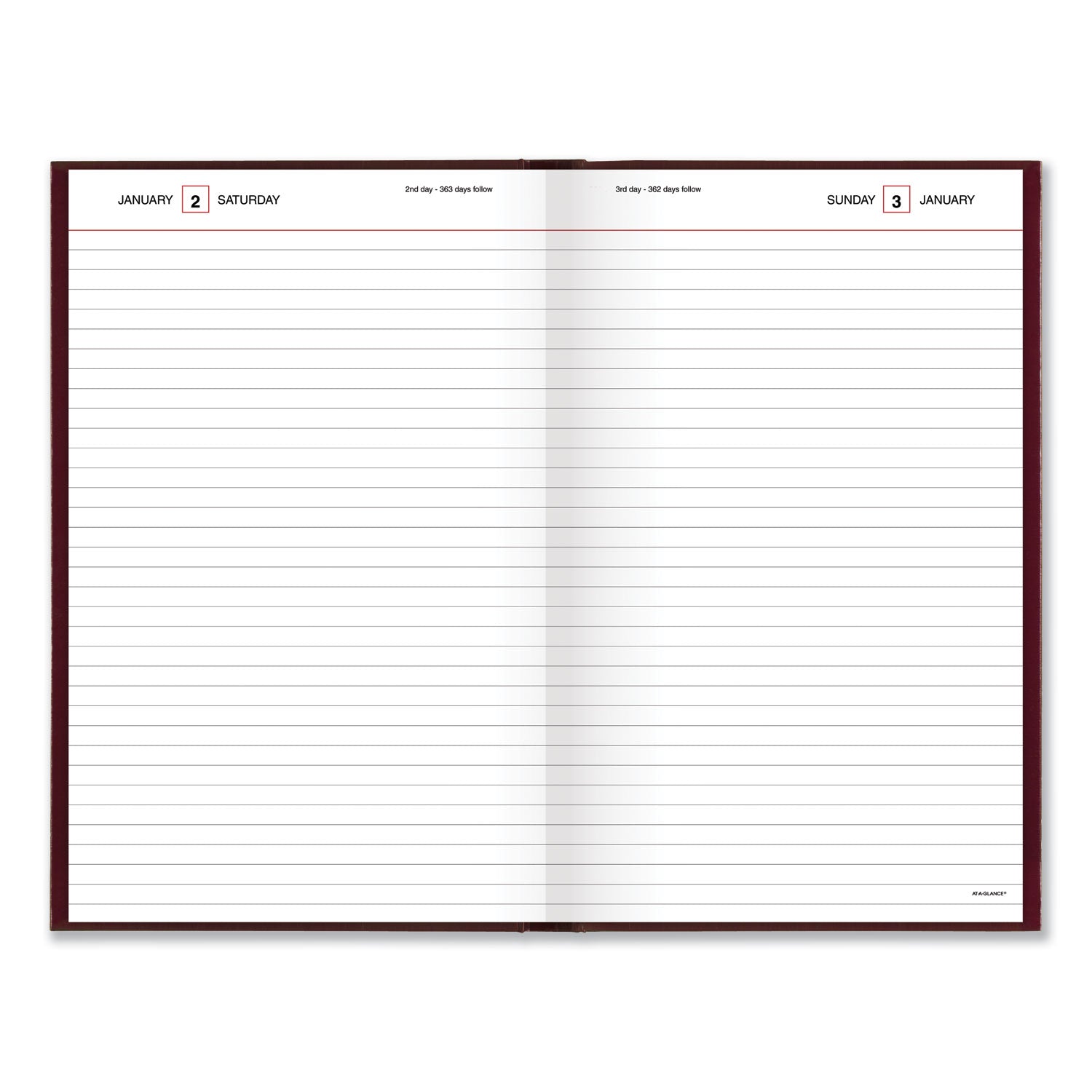 Standard Diary Daily Diary, 2024 Edition, Wide/Legal Rule, Red Cover, (200) 12 x 7.75 Sheets - 