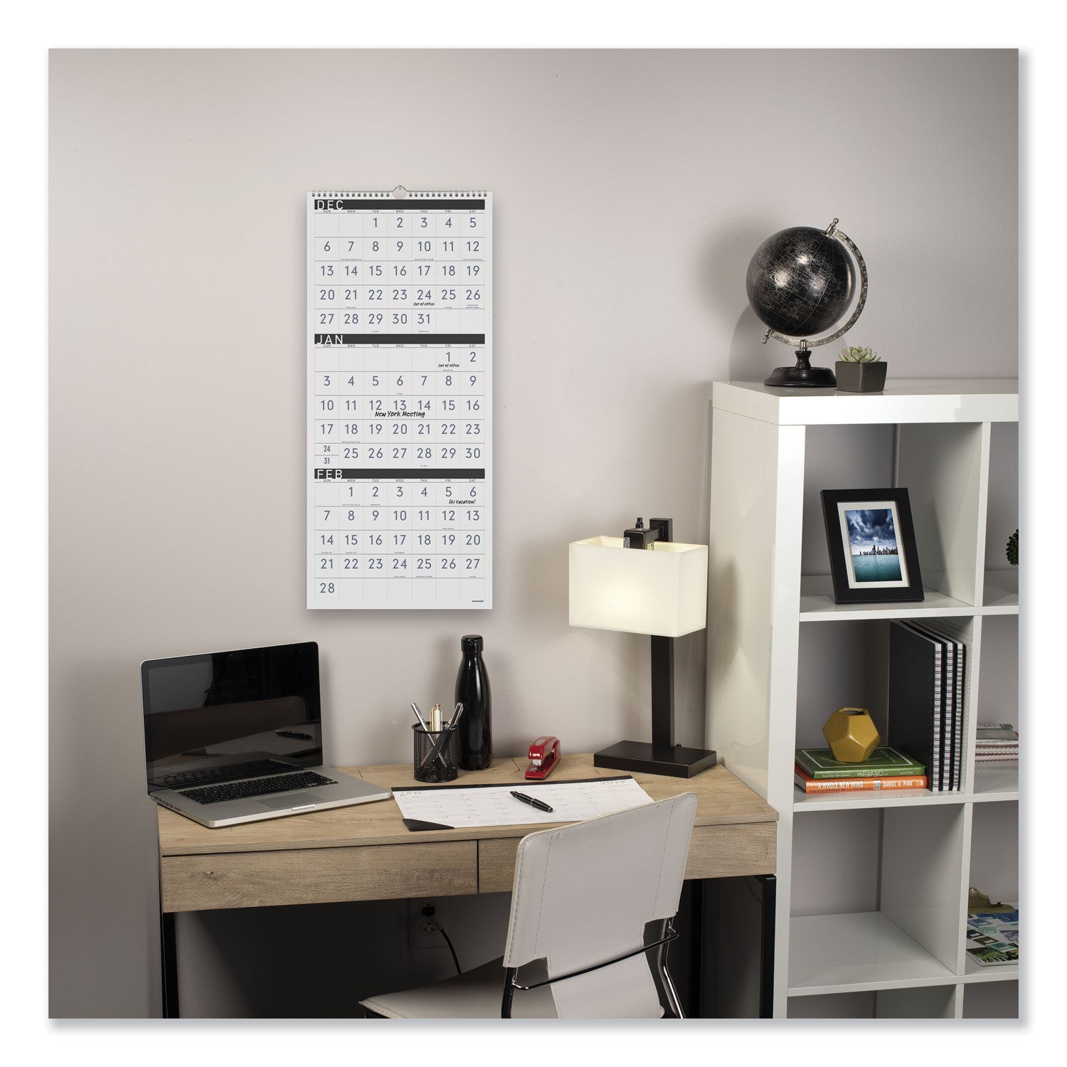 Three-Month Reference Wall Calendar, Contemporary Artwork/Formatting, 12 x 27, White Sheets, 15-Month (Dec-Feb): 2023 to 2025 - 2