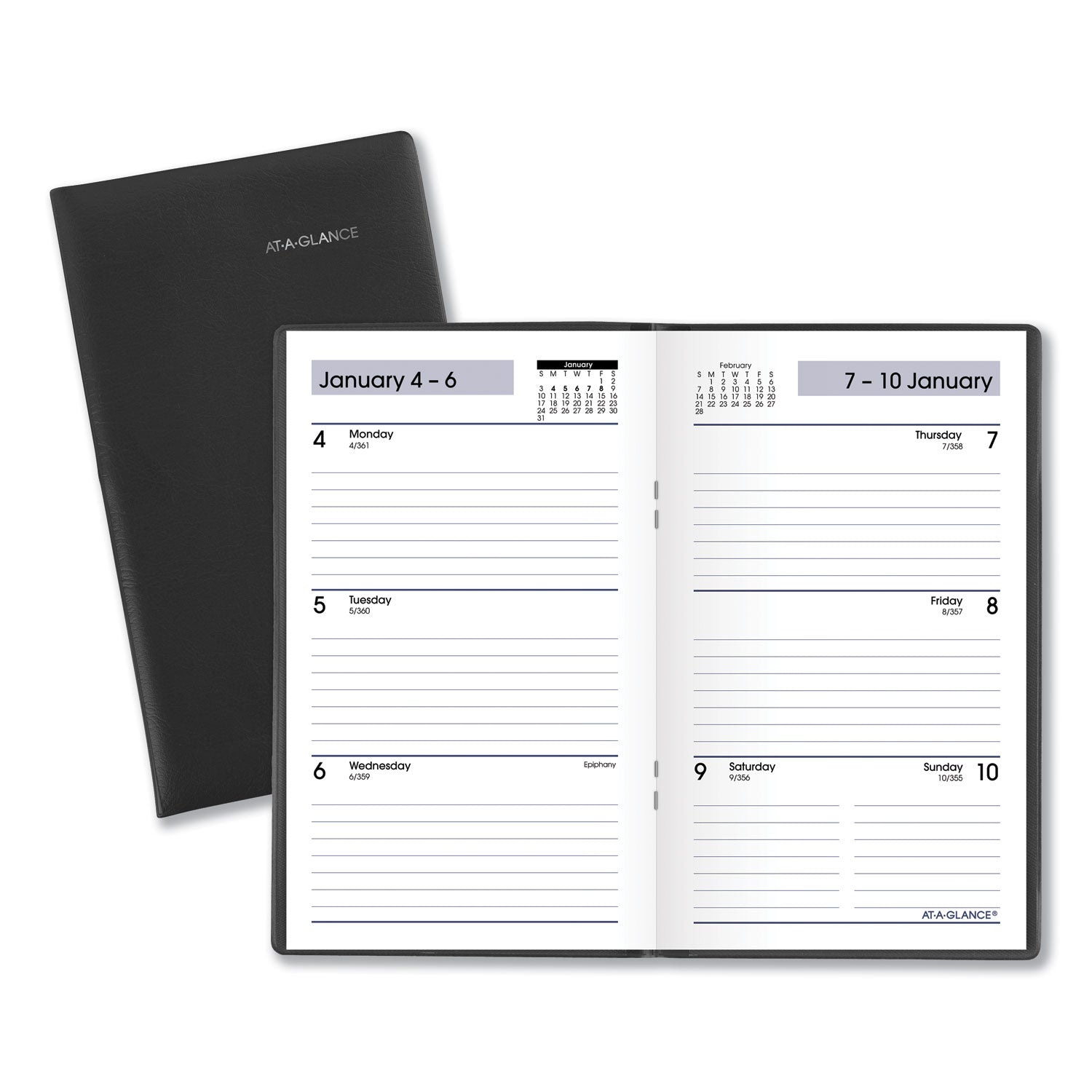 DayMinder Weekly Pocket Planner, 6 x 3.5, Black Cover, 12-Month (Jan to Dec): 2024 - 1