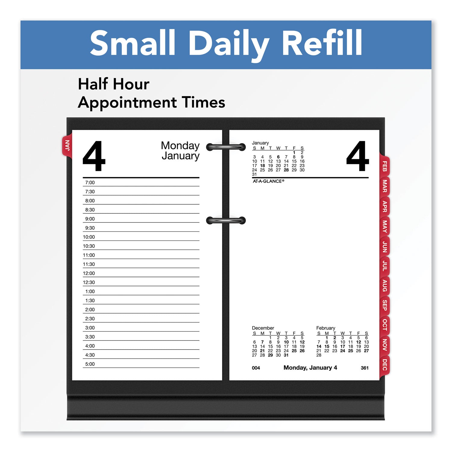 Desk Calendar Refill with Tabs, 3.5 x 6, White Sheets, 12-Month (Jan to Dec): 2024 - 3