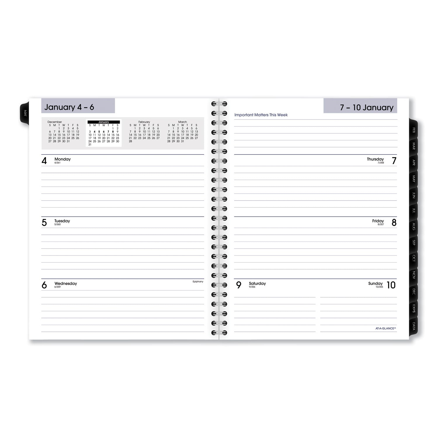 DayMinder Executive Weekly/Monthly Refill, 8.75 x 7, White Sheets, 12-Month (Jan to Dec): 2024 - 