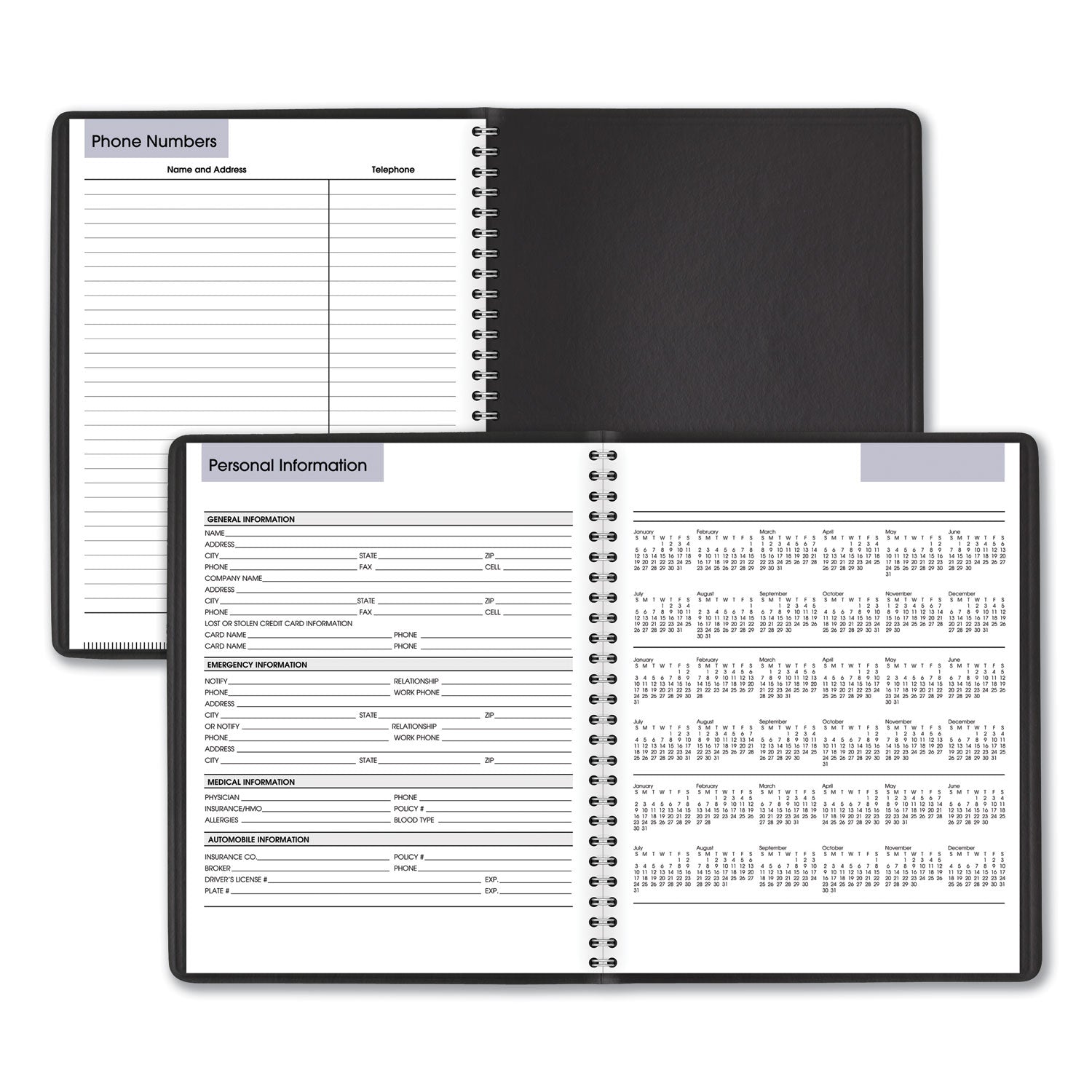 DayMinder Weekly Planner, Vertical-Column Format, 8.75 x 7, Black Cover, 12-Month (Jan to Dec): 2024 - 