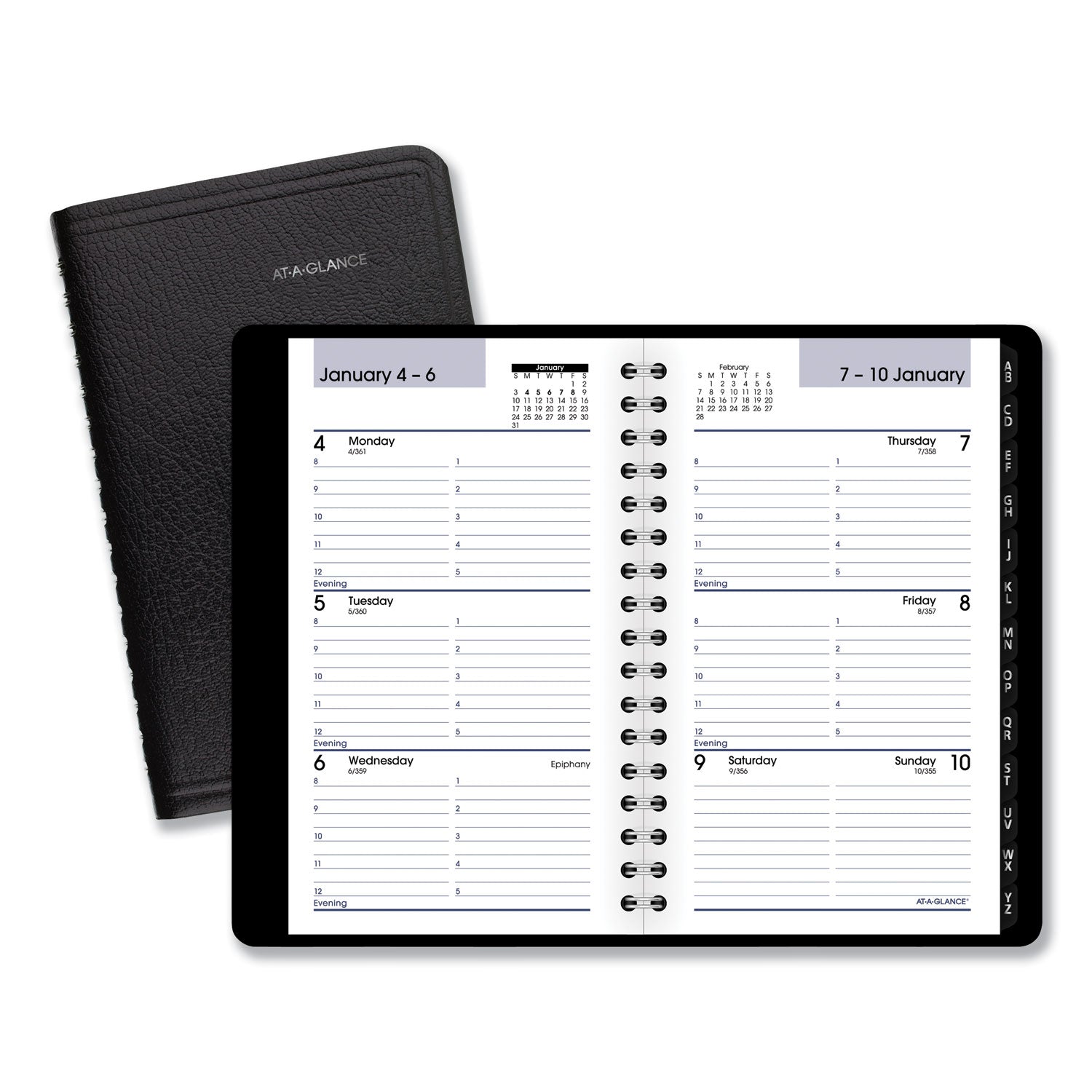 DayMinder Weekly Pocket Appointment Book with Telephone/Address Section, 6 x 3.5, Black Cover, 12-Month (Jan to Dec): 2024 - 