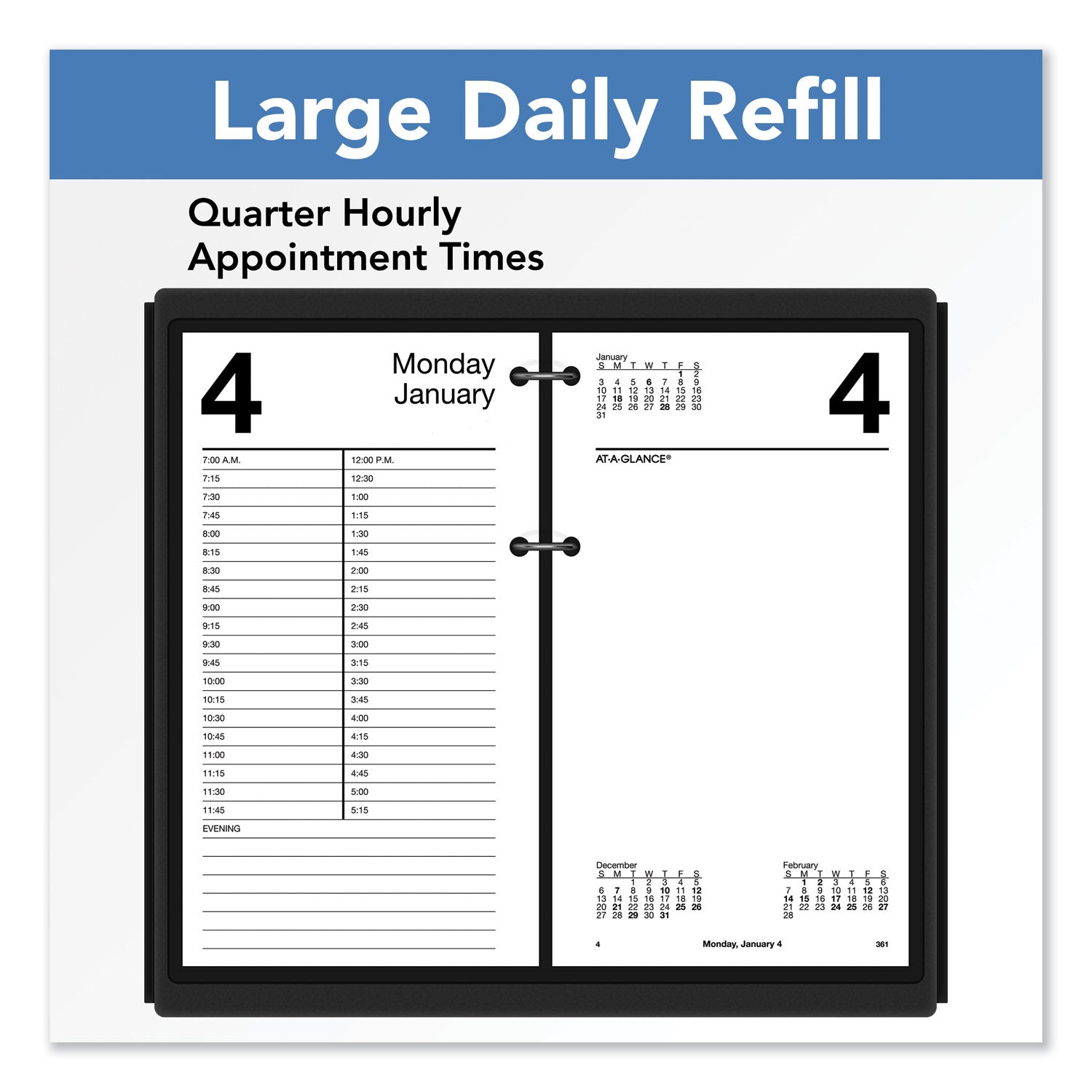 Large Desk Calendar Refill, 4.5 x 8, White Sheets, 12-Month (Jan to Dec): 2024 - 3