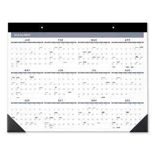 Contemporary Monthly Desk Pad, 22 x 17, White Sheets, Black Binding/Corners,12-Month (Jan to Dec): 2024