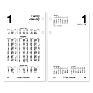 At-A-Glance Financial Desk Calendar Refill - Standard Size - Julian Dates - Daily - 12 Month - January 2024 - December 2024 - 1 Day Double Page Layout - 3 1/2" x 6" White Sheet - Desktop - White - Flexible, Reference Calendar - 1 Each