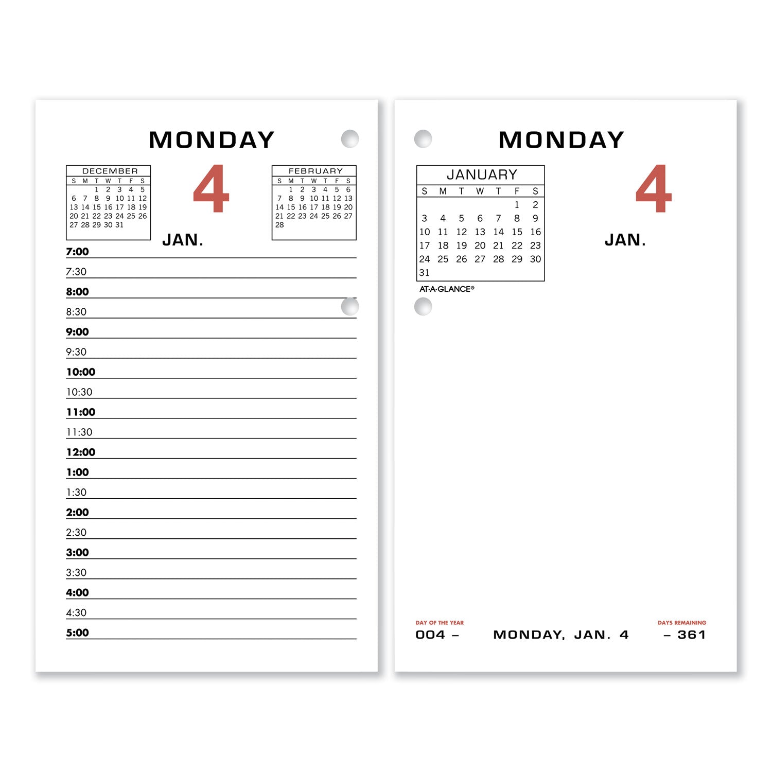 Two-Color Desk Calendar Refill, 3.5 x 6, White Sheets, 12-Month (Jan to Dec): 2024 - 1