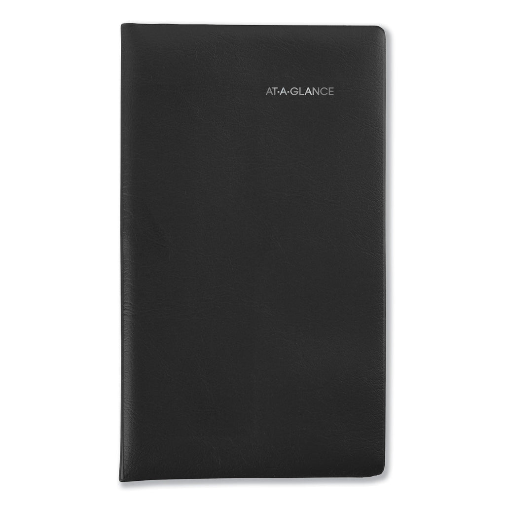 DayMinder 2024 Monthly Planner, Black, Pocket, 3 1/2" x 6" - Pocket Size - Julian Dates - Monthly - 14 Month - December 2023 - January 2025 - 1 Month Double Page Layout - 3 1/2" x 6" White Sheet - Stapled - Leather - Black - Simulated Leather, Paper,