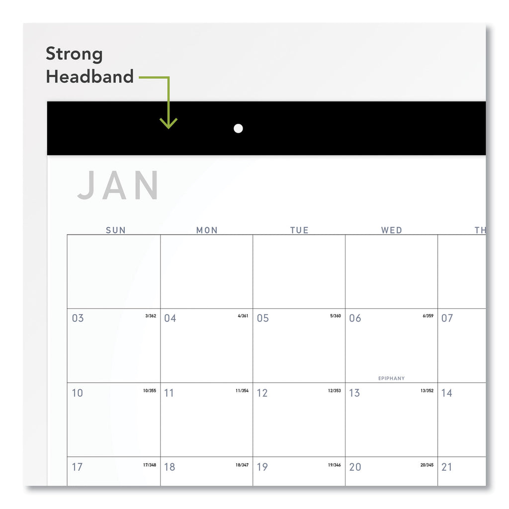 Contemporary Monthly Desk Pad, 22 x 17, White Sheets, Black Binding/Corners,12-Month (Jan to Dec): 2024