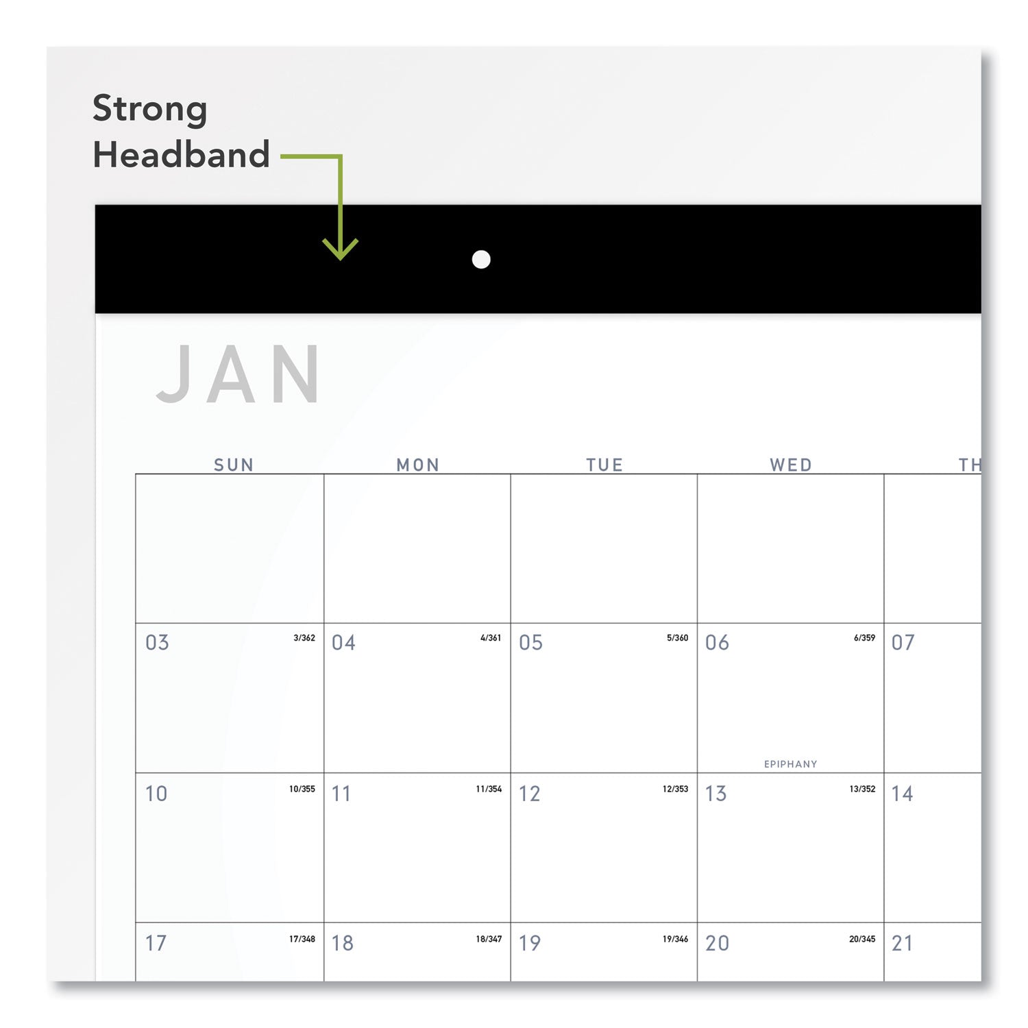 Contemporary Monthly Desk Pad, 22 x 17, White Sheets, Black Binding/Corners,12-Month (Jan to Dec): 2024