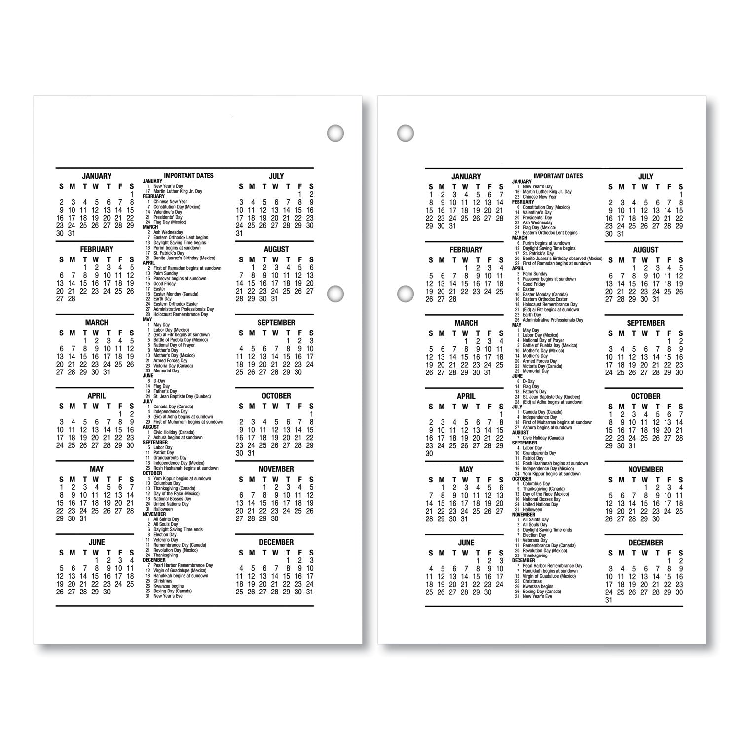Desk Calendar Recycled Refill, 3.5 x 6, White Sheets, 12-Month (Jan to Dec): 2024