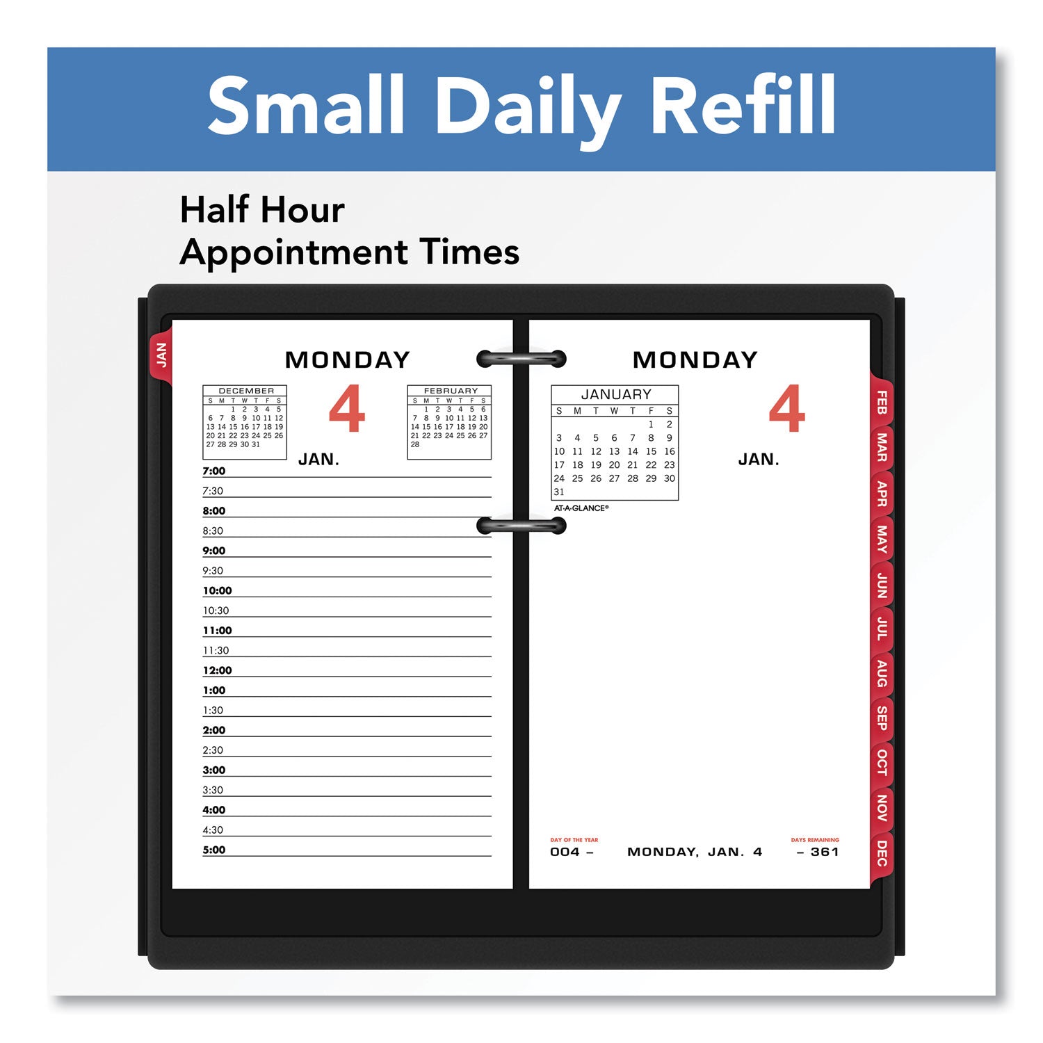 Two-Color Desk Calendar Refill, 3.5 x 6, White Sheets, 12-Month (Jan to Dec): 2024 - 3