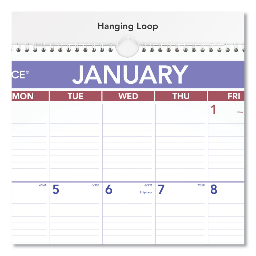 Erasable Wall Calendar, 15.5 x 22.75, White Sheets, 12-Month (Jan to Dec): 2024