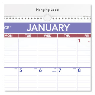 Erasable Wall Calendar, 15.5 x 22.75, White Sheets, 12-Month (Jan to Dec): 2024