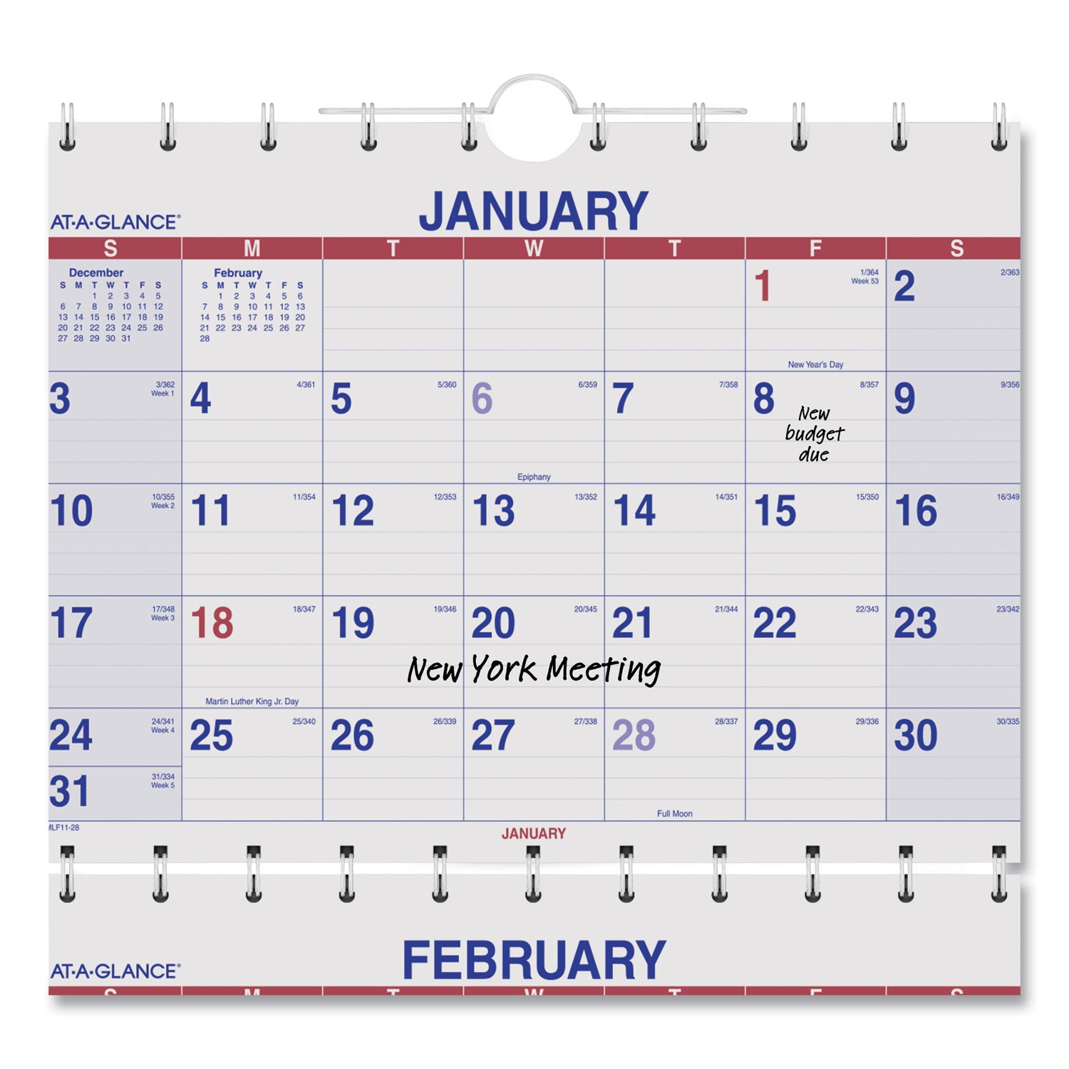 move-a-page-three-month-wall-calendar-12-x-27-white-red-blue-sheets-15-month-dec-to-feb-2023-to-2025_aagpmlf1128 - 3