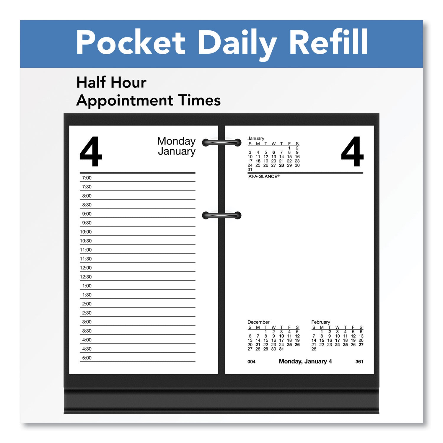 Desk Calendar Refill, 3.5 x 6, White Sheets, 12-Month (Jan to Dec): 2024 - 3