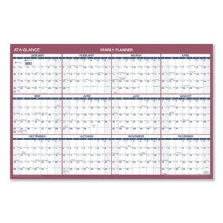 Vertical/Horizontal Wall Calendar, 24 x 36, White/Blue/Red Sheets, 12-Month (Jan to Dec): 2024