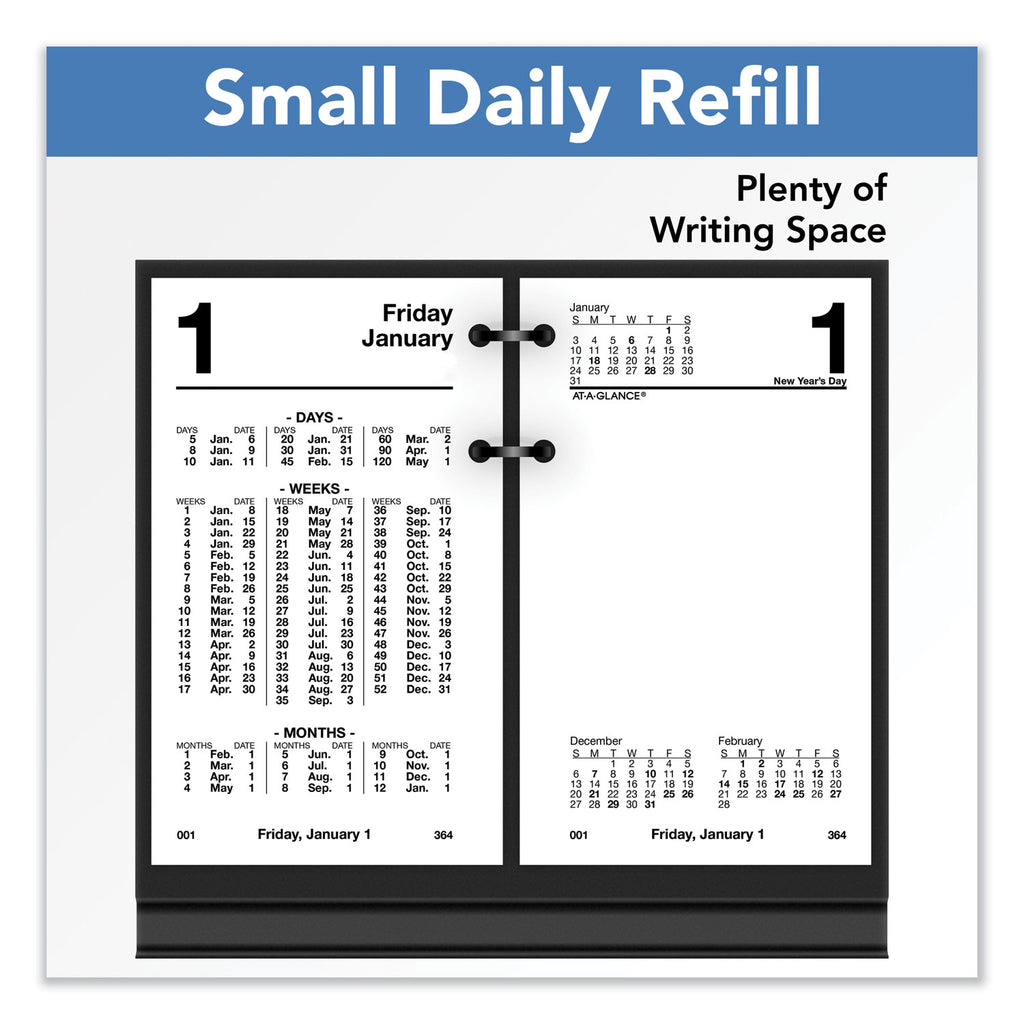 At-A-Glance Financial Desk Calendar Refill - Standard Size - Julian Dates - Daily - 12 Month - January 2024 - December 2024 - 1 Day Double Page Layout - 3 1/2" x 6" White Sheet - Desktop - White - Flexible, Reference Calendar - 1 Each