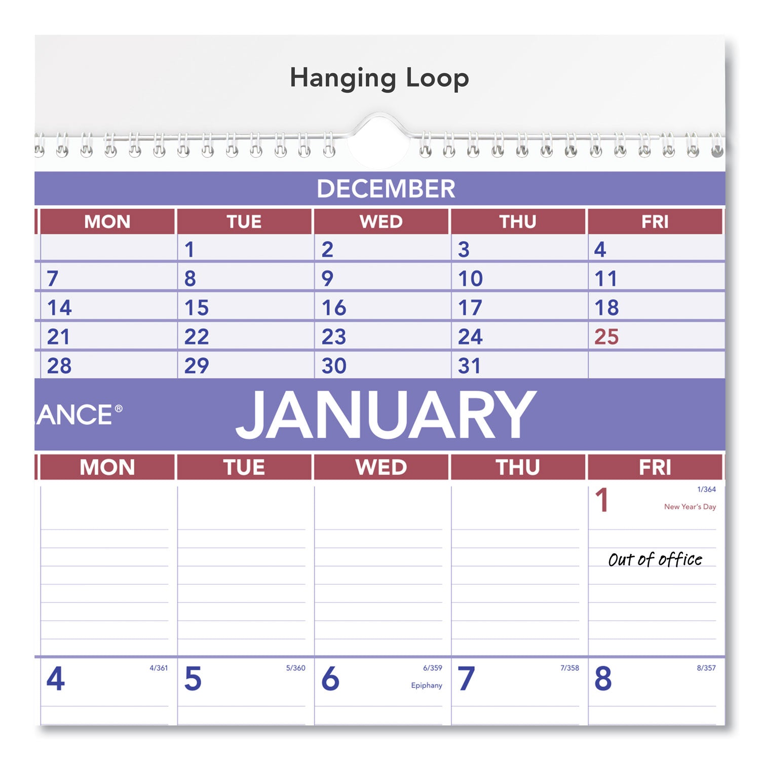 Three-Month Wall Calendar, 15.5 x 22.75, White Sheets, 12-Month (Jan to Dec): 2024 - 