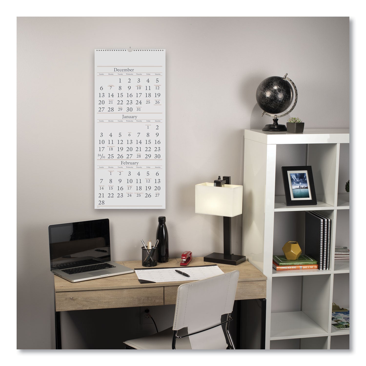 Three-Month Reference Wall Calendar, 12 x 27, White Sheets, 15-Month (Dec to Feb): 2023 to 2025 - 3