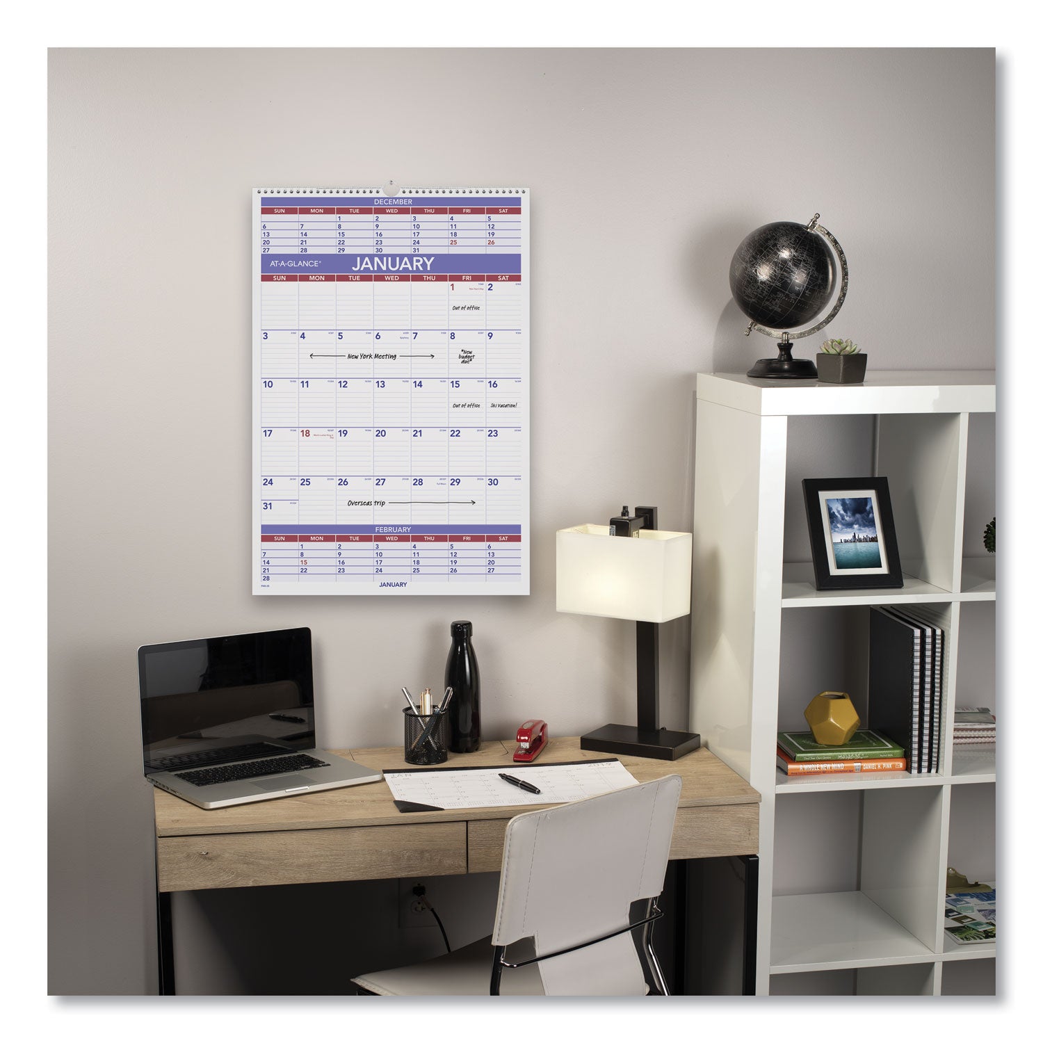 Three-Month Wall Calendar, 15.5 x 22.75, White Sheets, 12-Month (Jan to Dec): 2024 - 