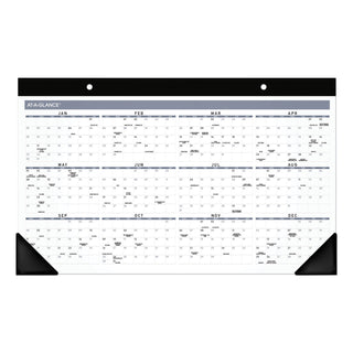 Contemporary Monthly Desk Pad, 18 x 11, White Sheets, Black Binding/Corners,12-Month (Jan to Dec): 2024