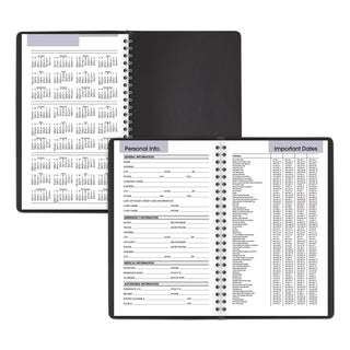 DayMinder Block Format Weekly Appointment Book, 8.5 x 5.5, Black Cover, 12-Month (Jan to Dec): 2024