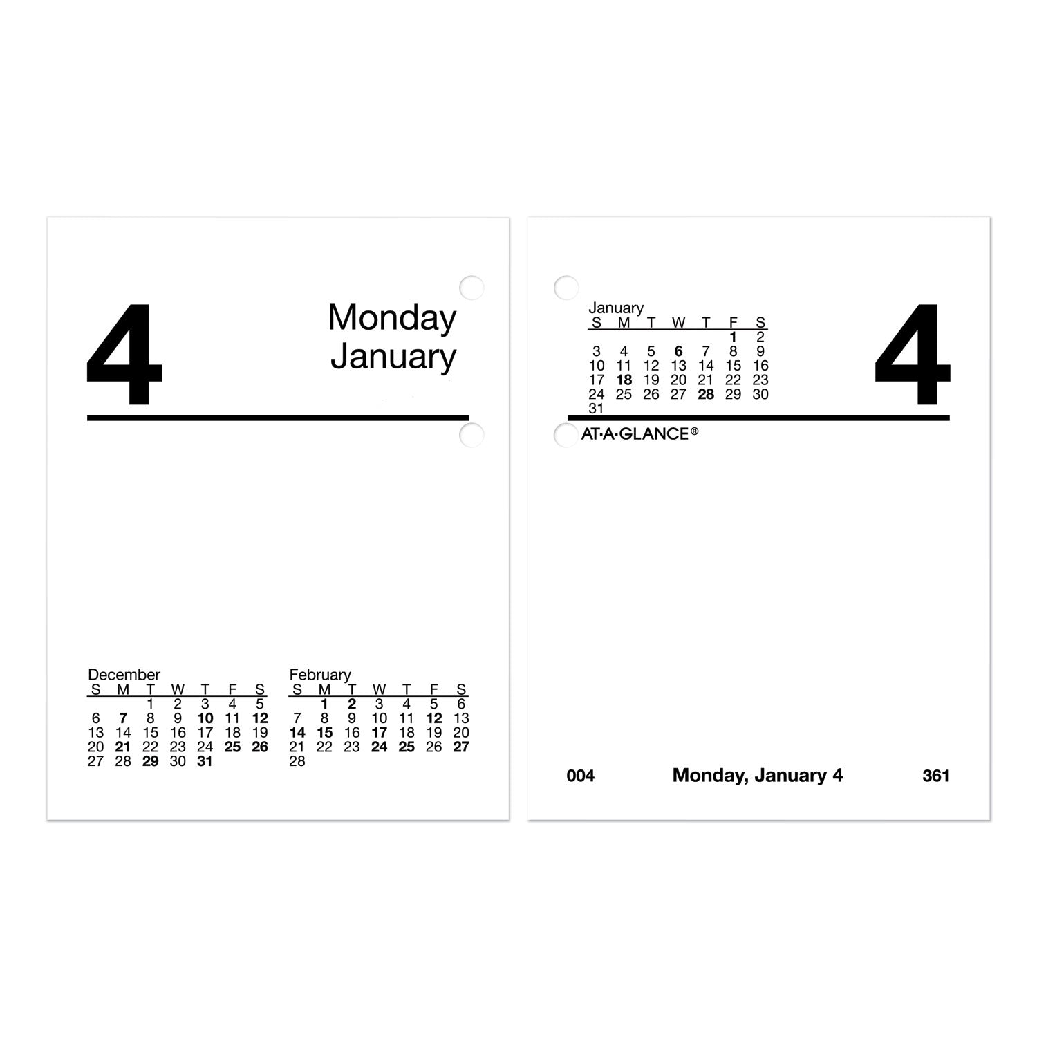 Compact Desk Calendar Refill, 3 x 3.75, White Sheets, 12-Month (Jan to Dec): 2024 - 