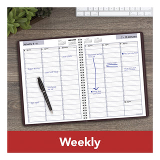DayMinder Weekly Appointment Book, Vertical-Column Format, 11 x 8, Burgundy Cover, 12-Month (Jan to Dec): 2024