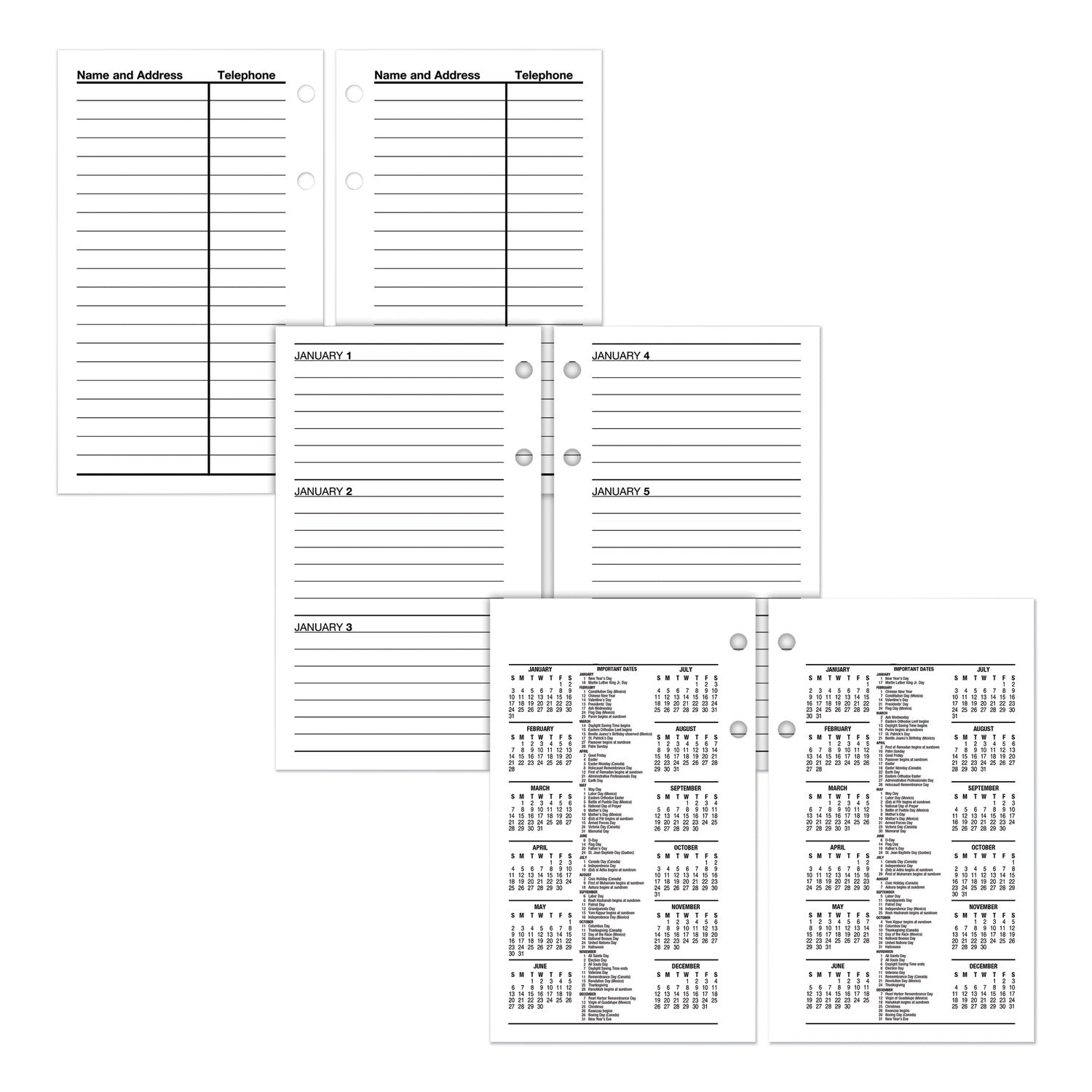 At-A-Glance Financial Desk Calendar Refill - Standard Size - Julian Dates - Daily - 12 Month - January 2024 - December 2024 - 1 Day Double Page Layout - 3 1/2" x 6" White Sheet - Desktop - White - Flexible, Reference Calendar - 1 Each