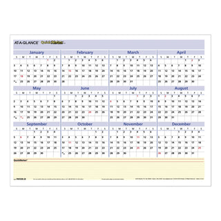 QuickNotes Mini Erasable Wall Planner, 16 x 12, White/Blue/Yellow Sheets, 12-Month (Jan to Dec): 2024