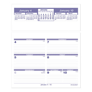 At-A-Glance Flip-A-Week Desk Calendar Refill - Small Size - Julian Dates - Weekly - 12 Month - January 2024 - December 2024 - 1 Week Double Page Layout - 6" x 7" White Sheet - Desk - White, Blue - Paper - 1 Each