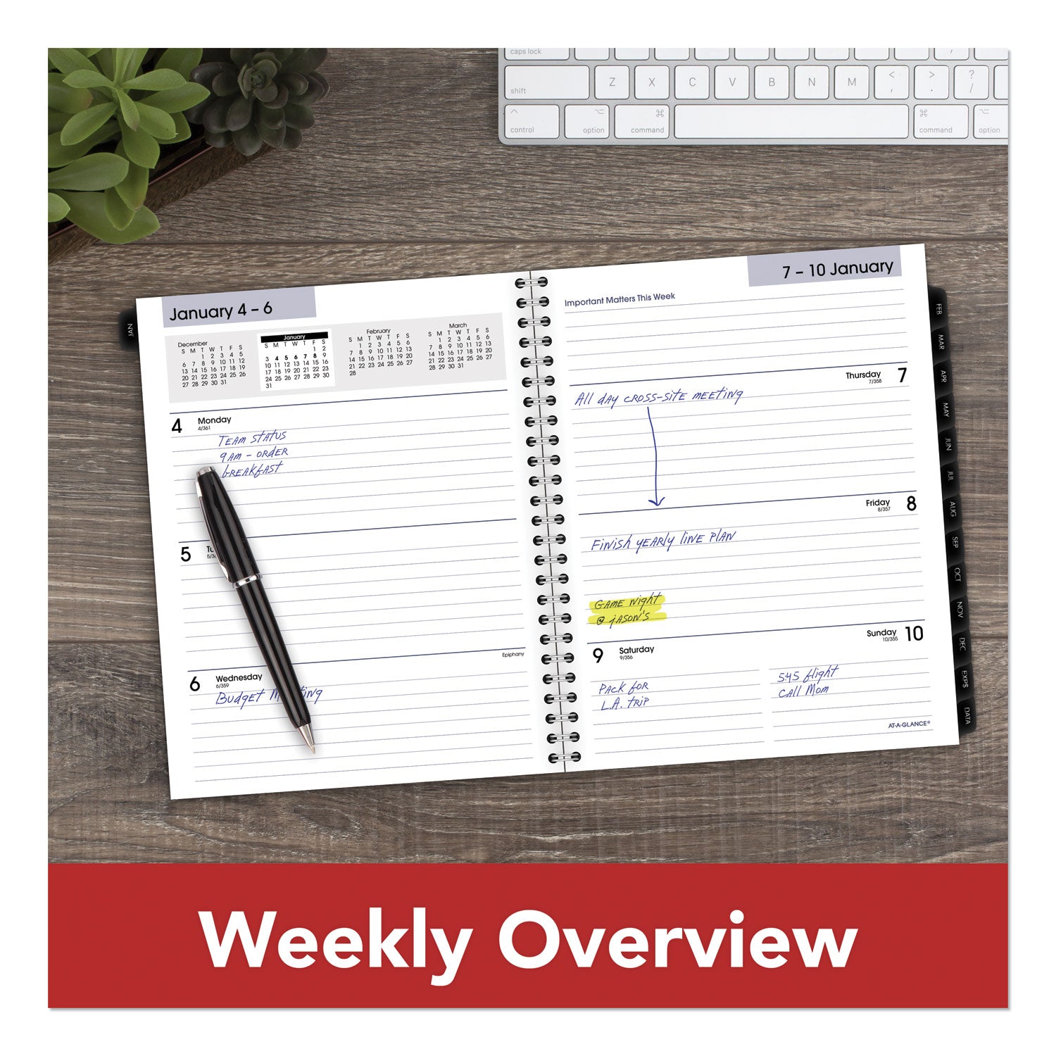 DayMinder Executive Weekly/Monthly Refill, 8.75 x 7, White Sheets, 12-Month (Jan to Dec): 2024 - 