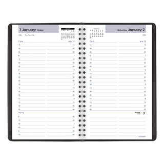 DayMinder Daily Appointment Book, 8.5 x 5.5, Black Cover, 12-Month (Jan to Dec): 2024