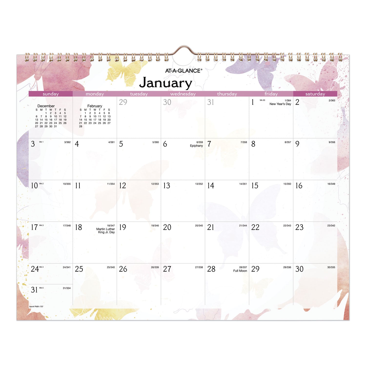 Watercolors Recycled Monthly Wall Calendar, Watercolors Artwork, 15 x 12, White/Multicolor Sheets, 12-Month (Jan-Dec): 2024 - 