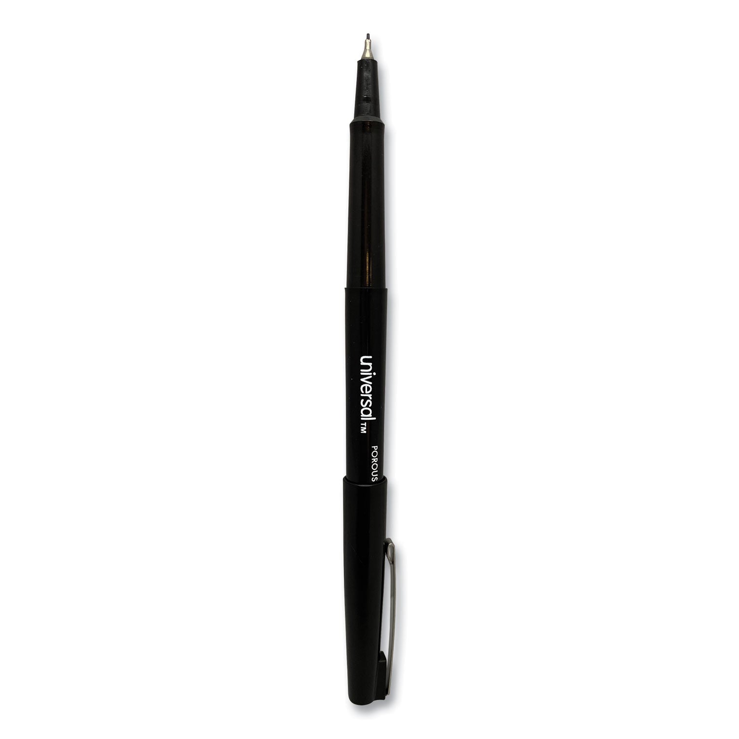 Porous Point Pen, Stick, Medium 0.7 mm, Black Ink, Black Barrel, Dozen - 