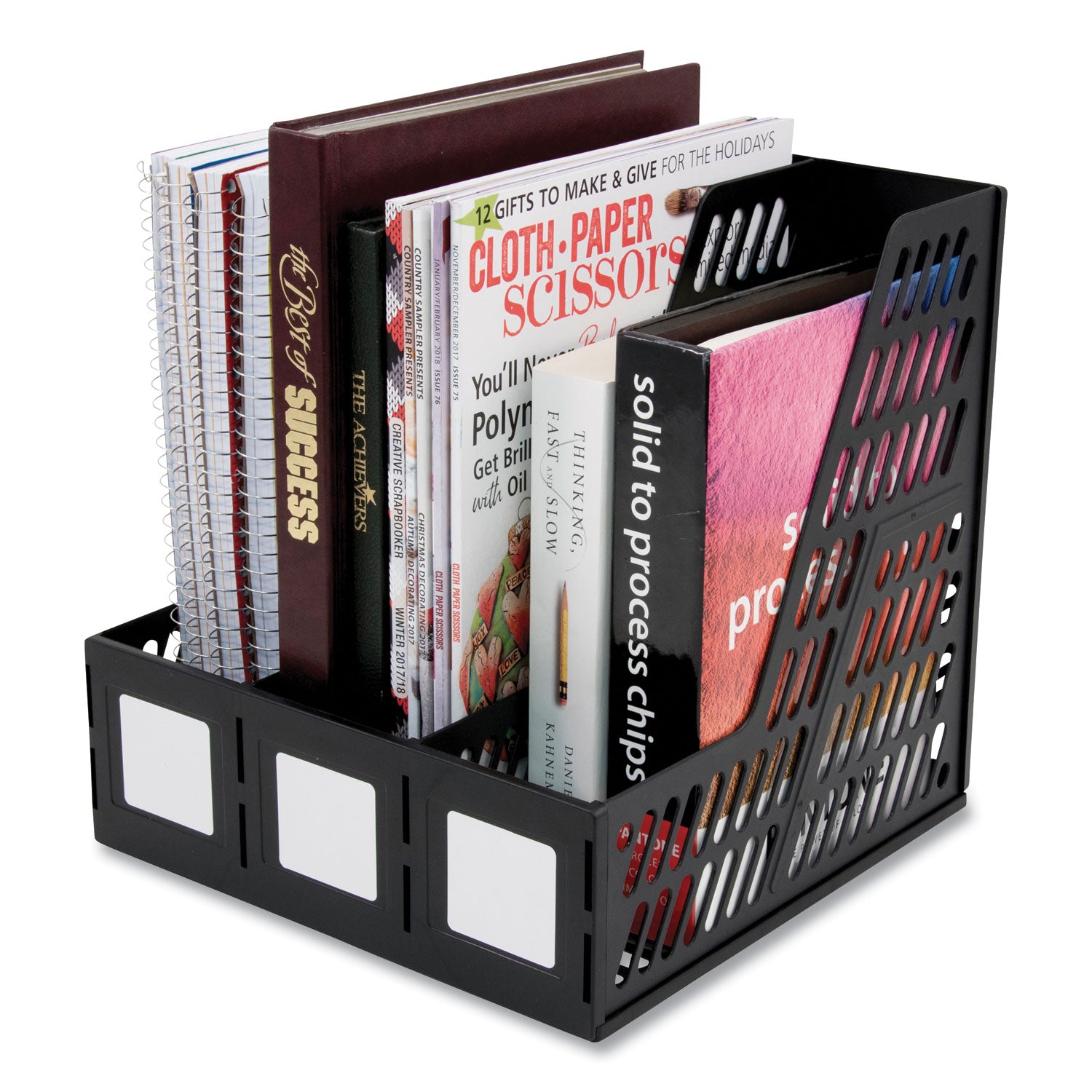 Literature File, Three Slots, 10 x 10 x 10.25, Black - 