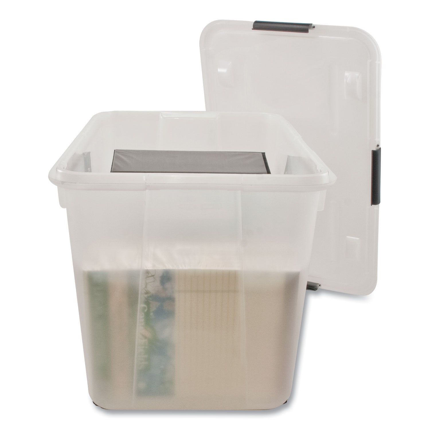 Rolling 15-Gal. Storage Box, Letter/Legal Files, 23.75" x 15.75" x 15.75", Clear - 